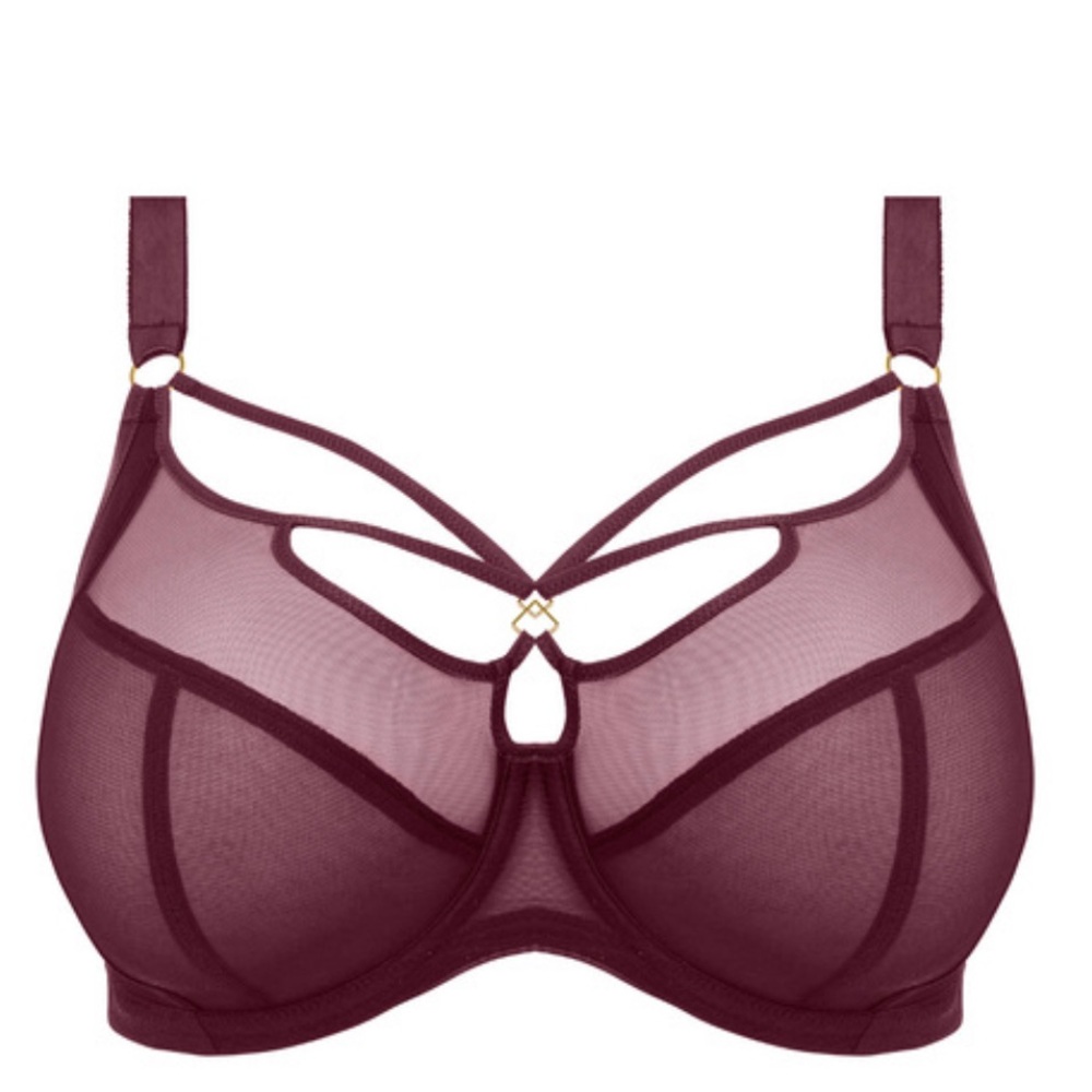 Elomi Sachi Plunge Strappy Underwire Bra Burgundy Size 36G